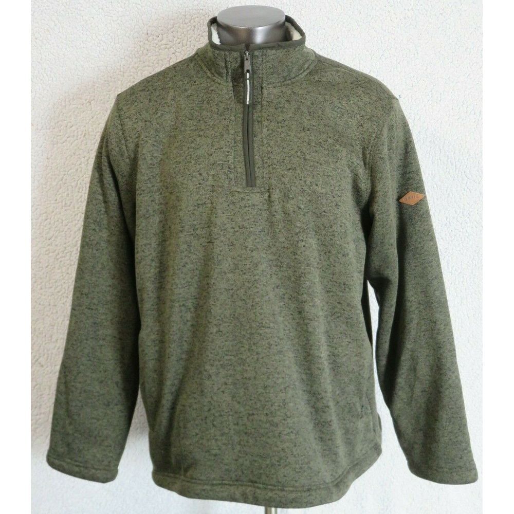 Mens ORVIS 1/2 Zip‎ Green Sweater Long Sleeve Size XXL Sherpa Lined 1/4 Fishing